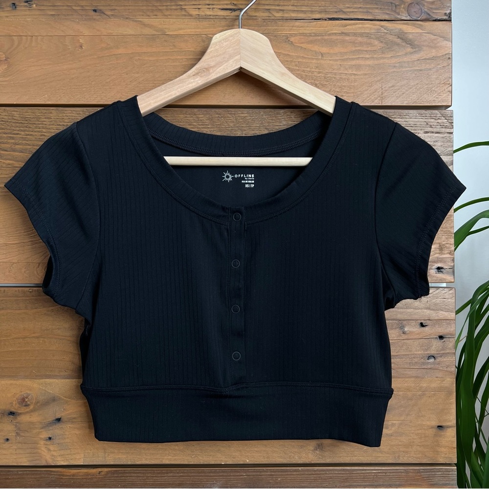 Aerie Crop Top Snap Tee